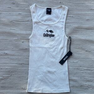 Civil Regime Concrete Sleeveless Undershirt Tank – White Ribbed – Size S/M NWT